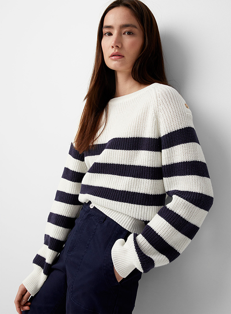 Golden button striped sweater 