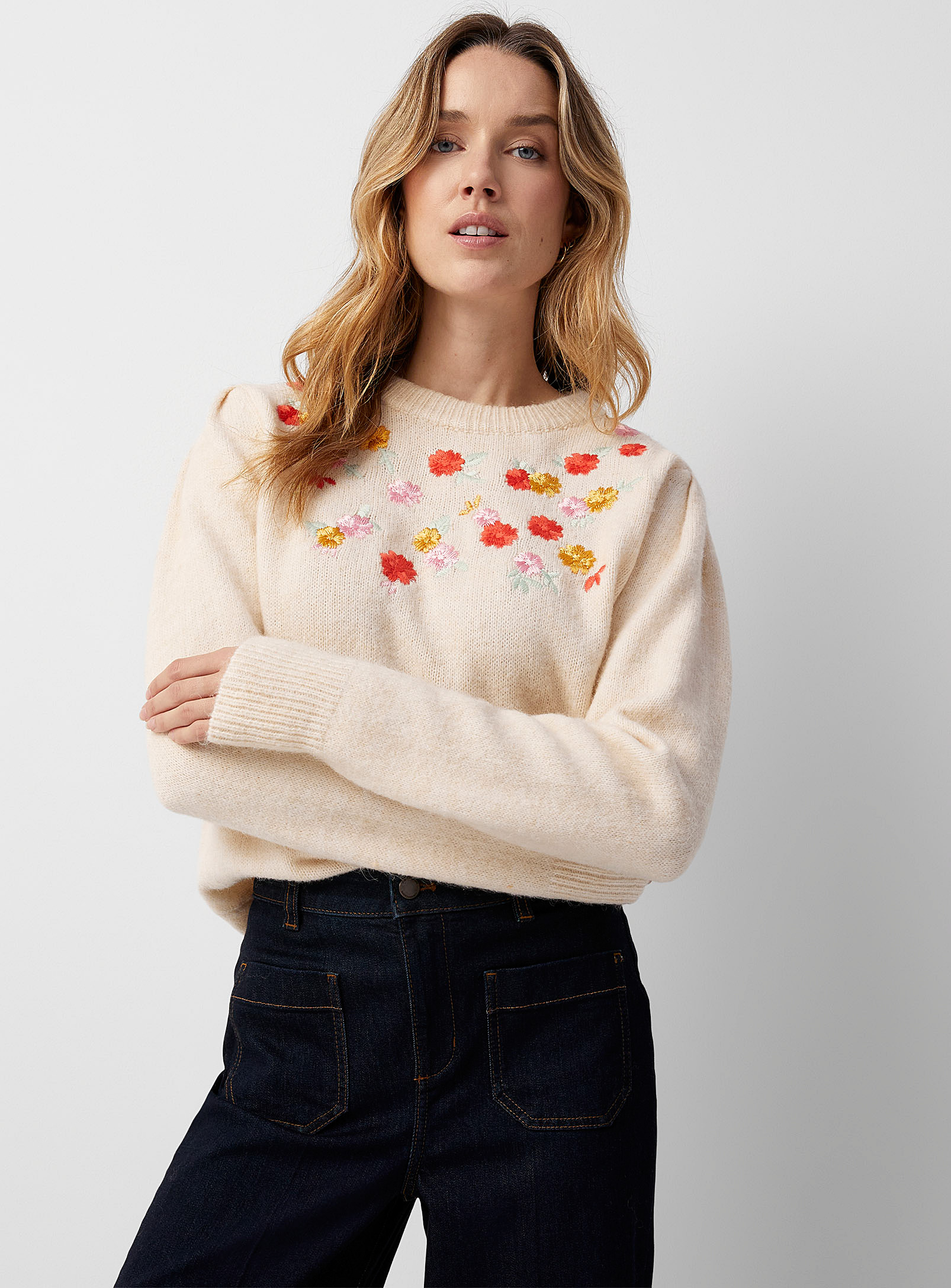 Contemporaine - Women's Embroidery garden sweater