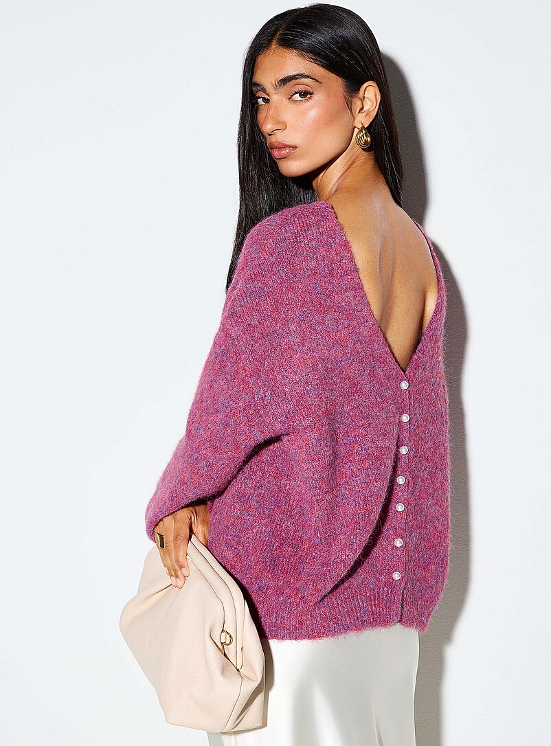 Pearly buttons reversible cardigan product image (primary)
