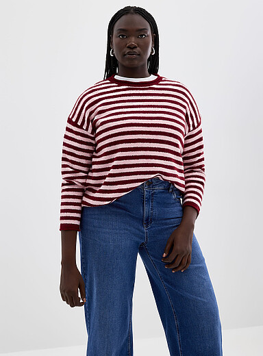 Rolled trim striped sweater product image 2