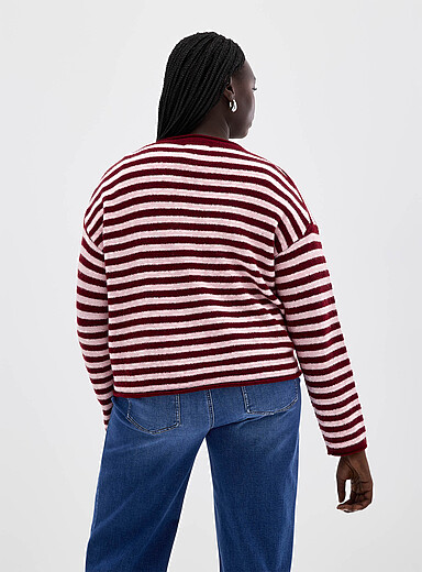 Rolled trim striped sweater product image 4