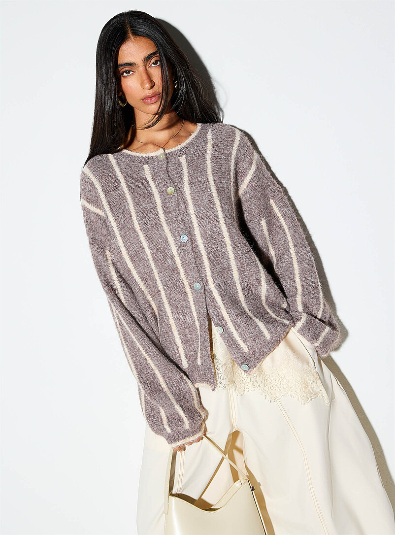Vertical Stripe Wool-Blend Cardigan