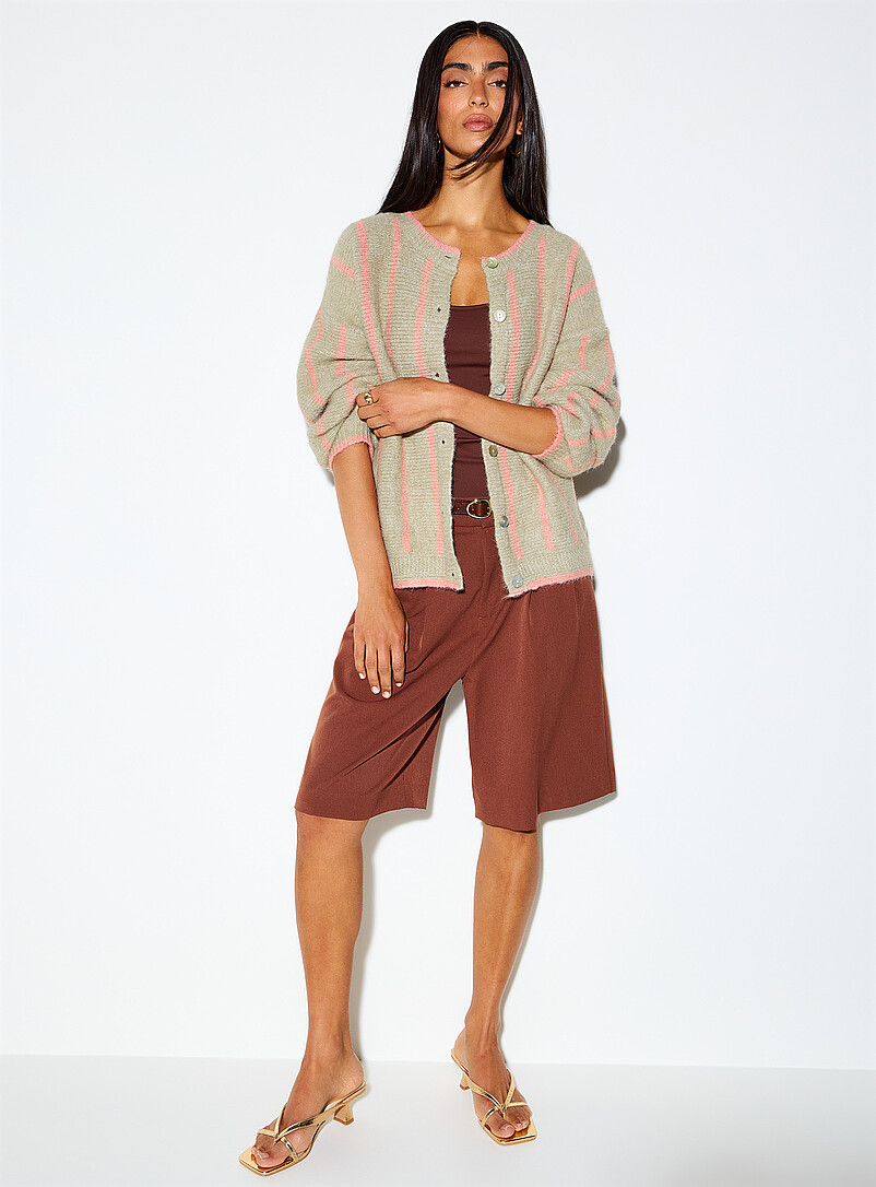 Vertical Stripe Wool-Blend Cardigan