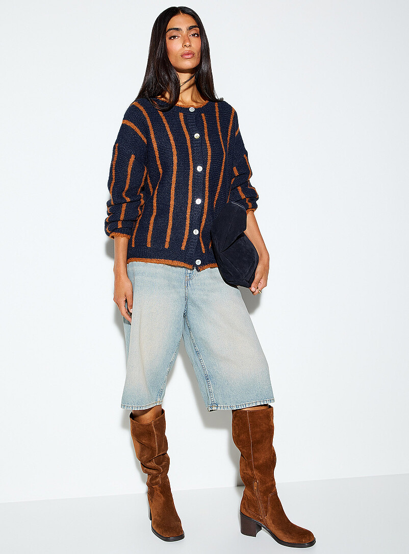 Vertical stripe wool-blend cardigan product image 2
