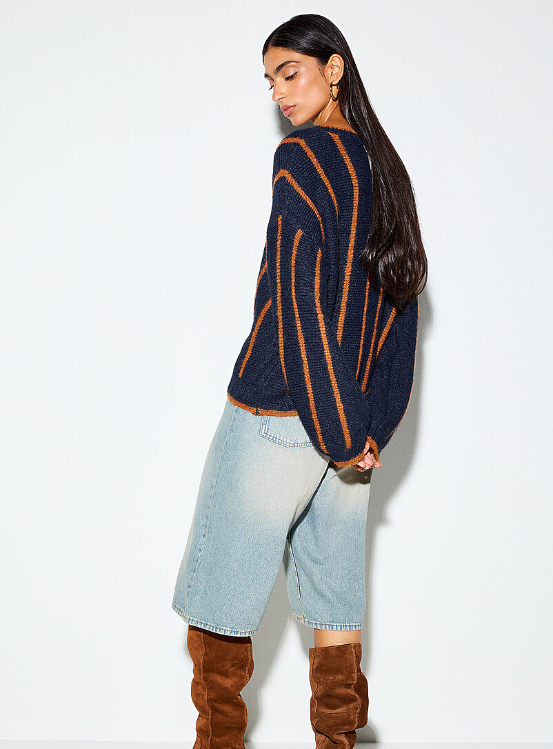 Vertical stripe wool-blend cardigan product image 3