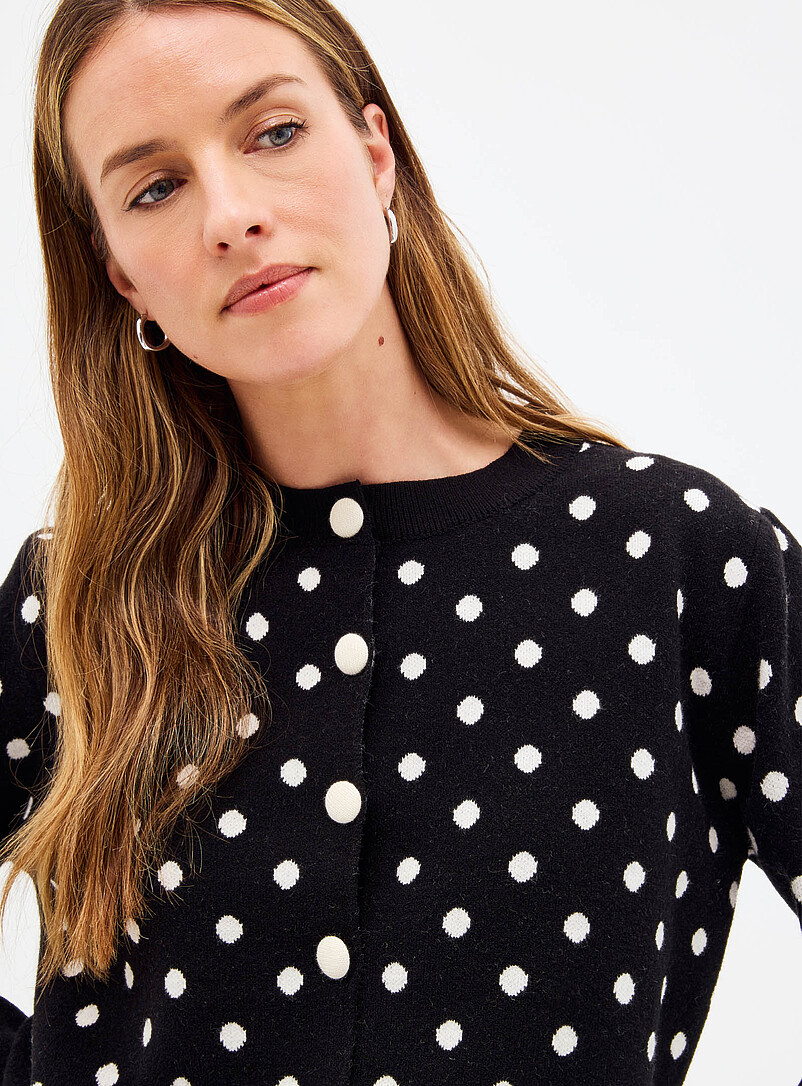 Stretch polka-dotted jacquard cardigan product image 2