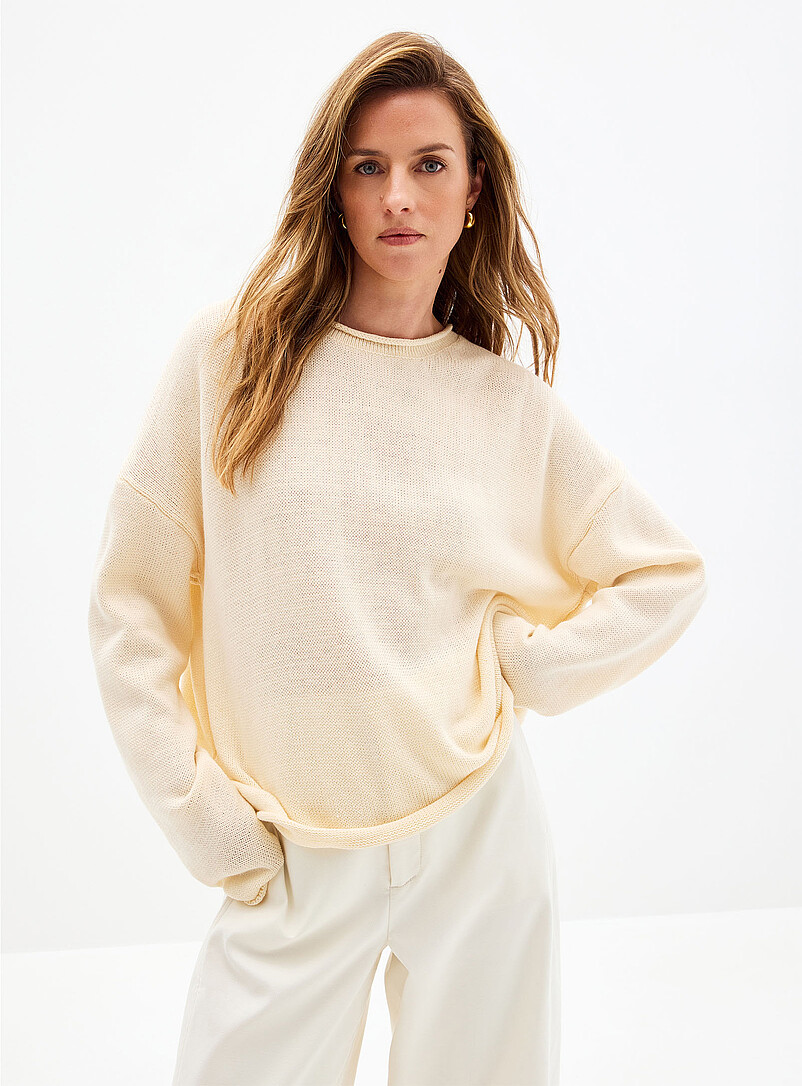 Rolled-hem loose sweater product image (primary)