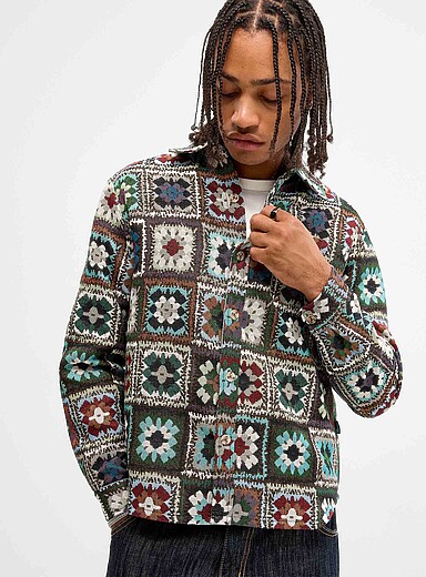 Crochet tapestry jacquard shirt