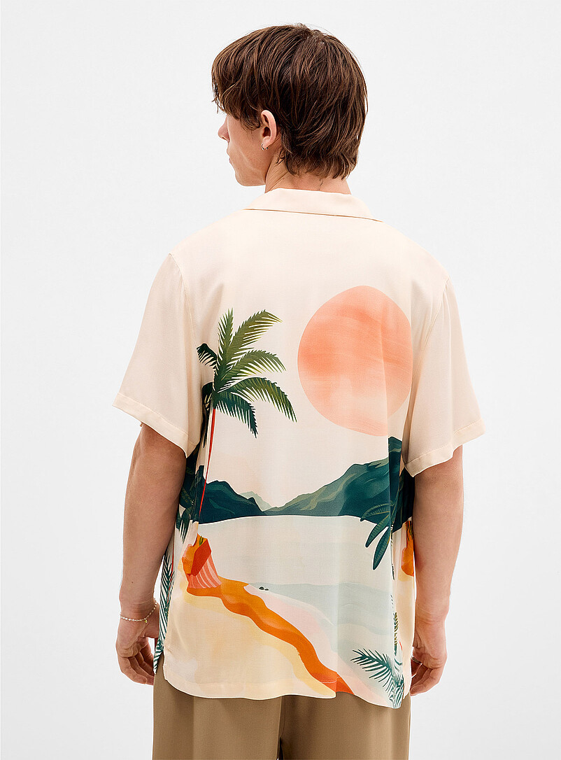 Kuwalla: La chemise cabana imprim&eacute;e Blanc pour homme
