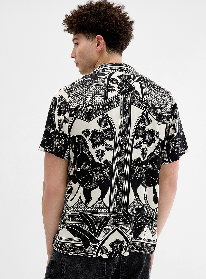 Kuwalla Patterned Black Printed camp shirt for men