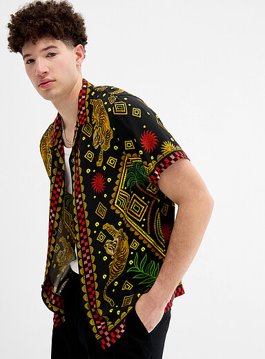 Printed camp shirt