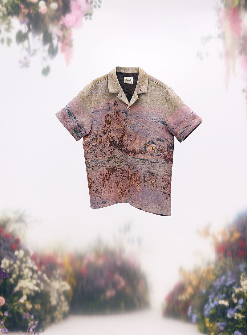 Simons x Kuwalla: La chemise jacquard tableau impressionniste <b>Collection En hommage &agrave; Claude Monet</b> Lilas pour homme