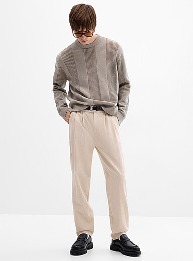 Linen pleated pant <b>Straight fit</b>