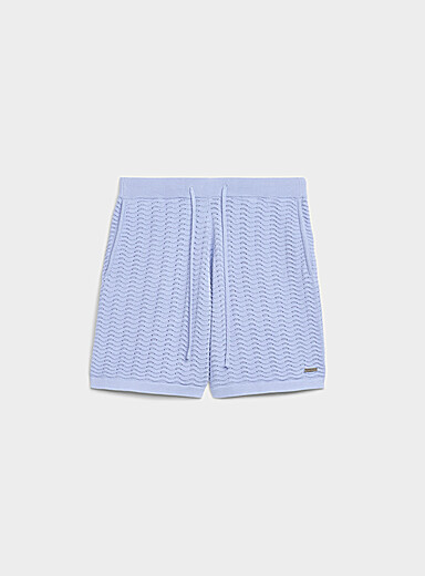 Kuwalla Baby Blue Wavy openwork knit short for men