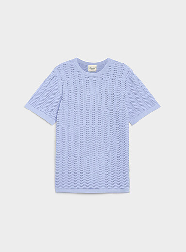 Wavy openwork knit T-shirt