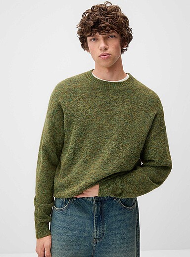 Kuwalla Green Heathered brushed sweater for men