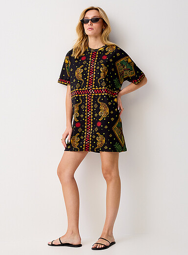 Exotic print T-shirt minidress