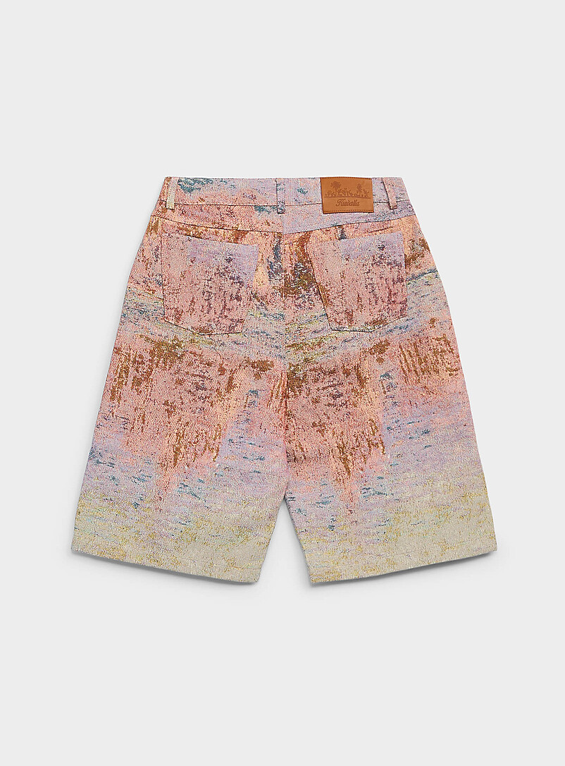 Simons x Kuwalla: Le bermuda jacquard tableau impressionniste <b>Collection En hommage &agrave; Claude Monet</b> Rose &agrave; motif pour femme