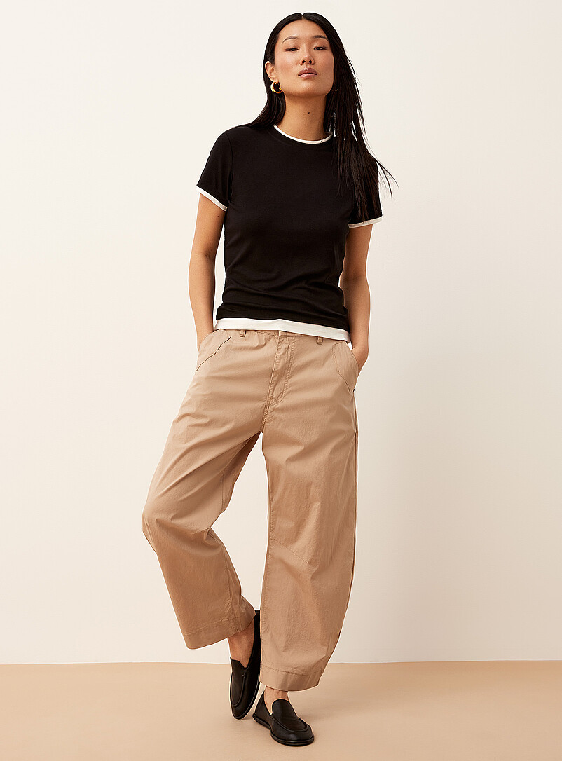 Kuwalla Mossy Green Lightweight twill barrel-leg pant for women