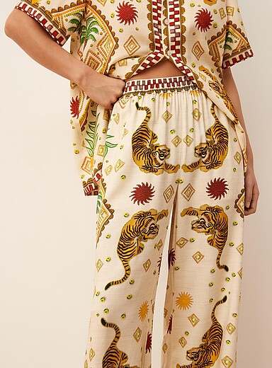 Exotic print wide-leg pant