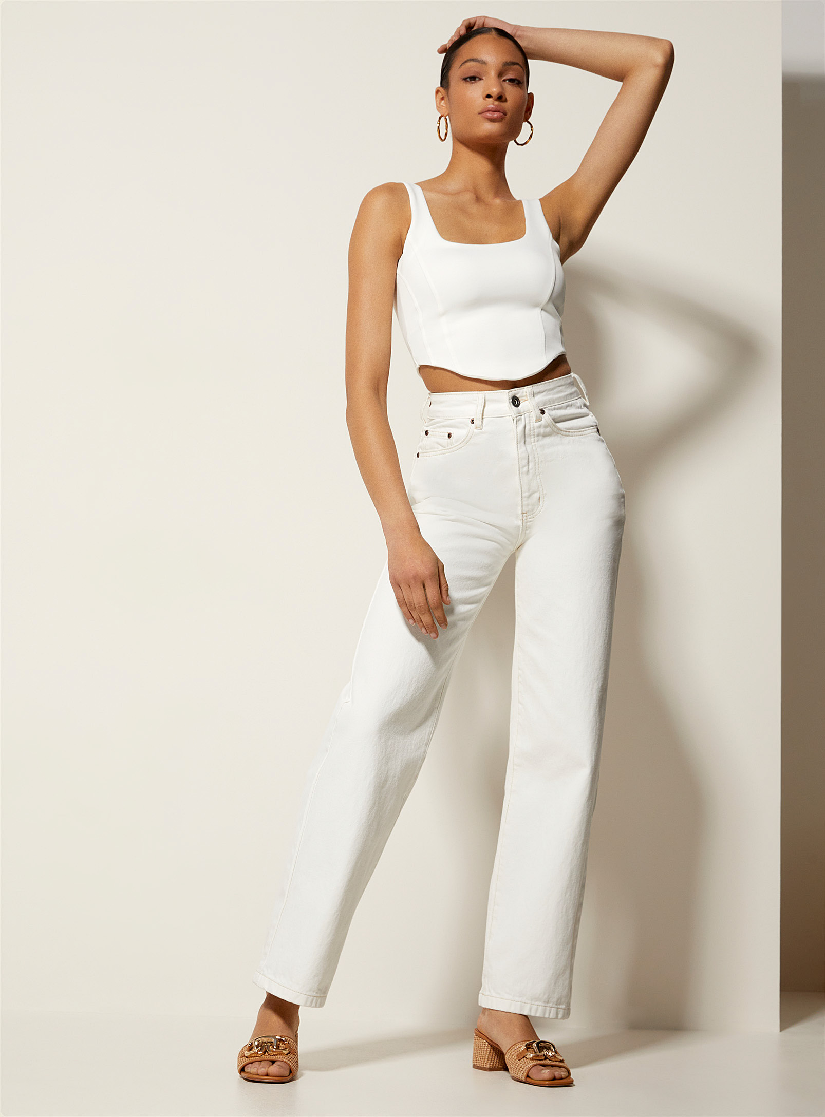 Kuwalla Sand-coloured Seams Straight-leg Ivory Pant In White