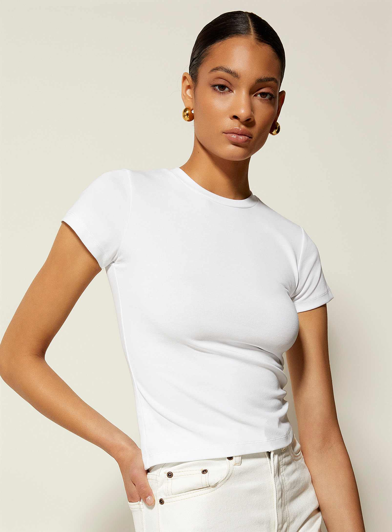 Kuwalla Plain Fitted T-shirt In White