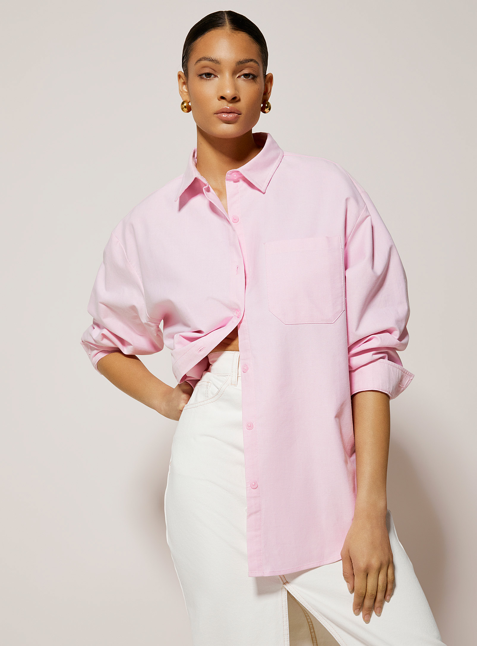 Kuwalla Oversized Oxford Shirt In Pink