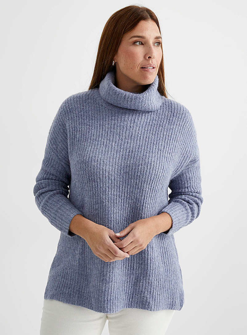 Contemporaine Baby Blue Touch of alpaca ribbed turtleneck for women
