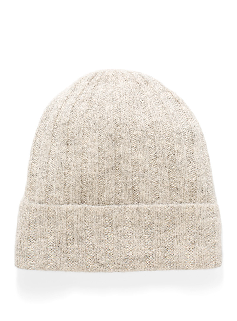 Simons Light Grey Fine wide-ribbed tuque for women