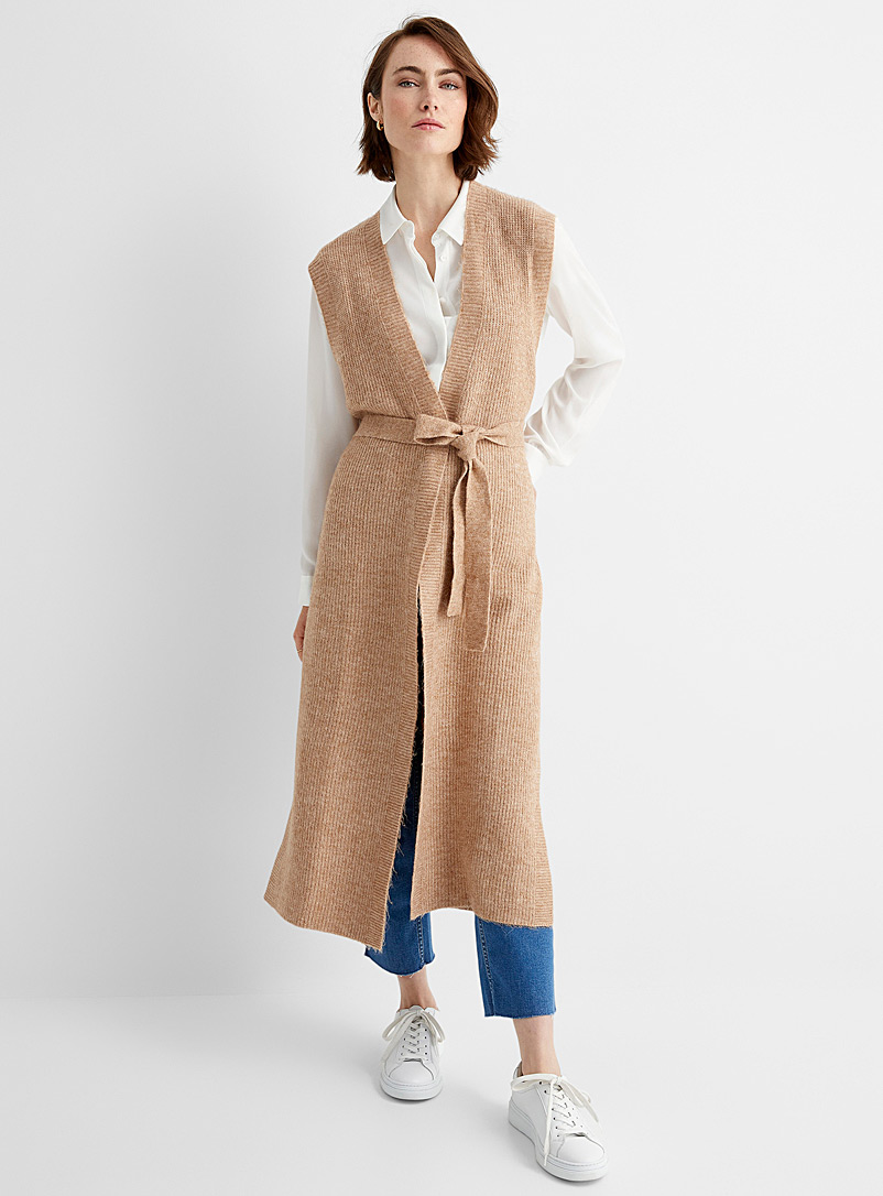 Contemporaine Honey Maxi knotted belt cardigan for women