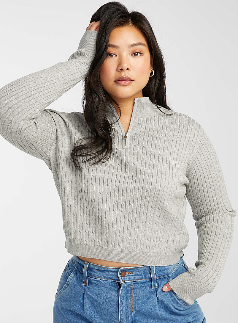 Mini-cable half-zip mock-neck | Twik 