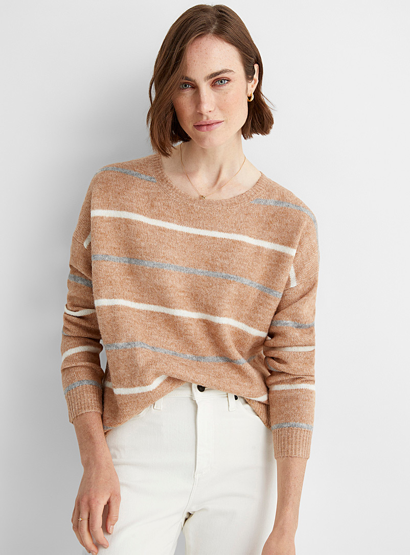 Contemporaine Honey Loose horizontal stripes sweater for women