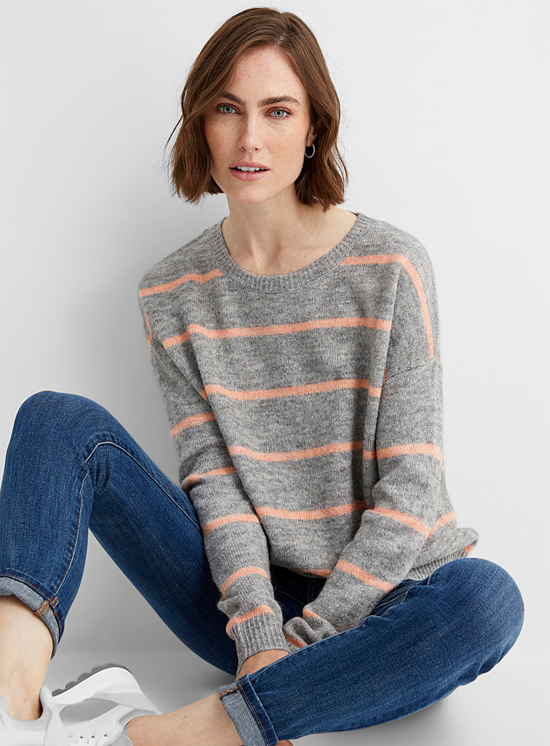 Contemporaine Honey Loose horizontal stripes sweater for women