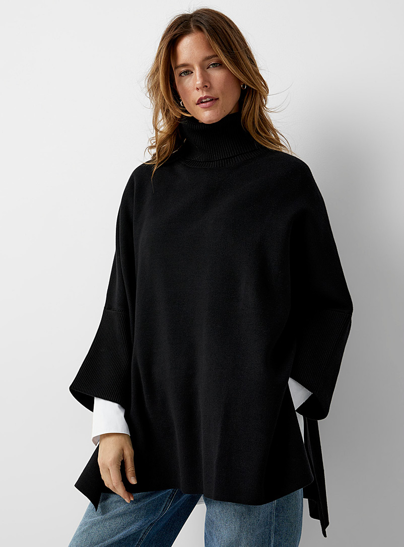 Contemporaine Black Ribbed edging oversized sweater for women