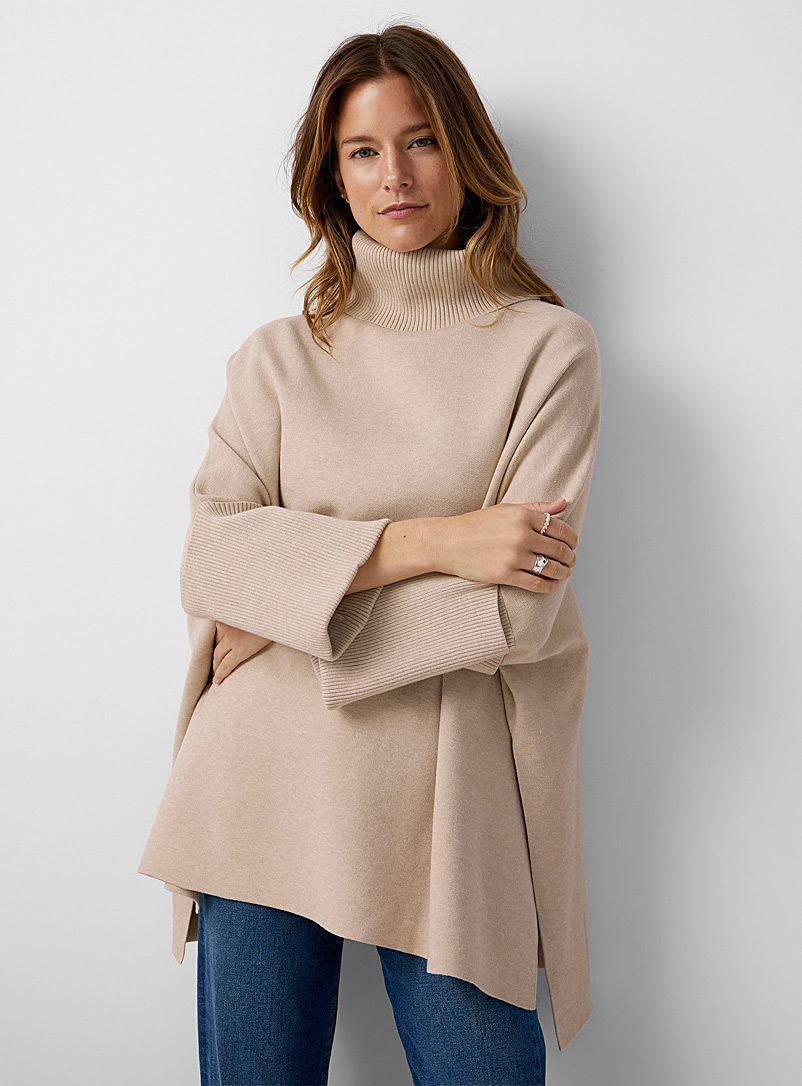 Contemporaine Sand Ribbed edging oversized sweater for women