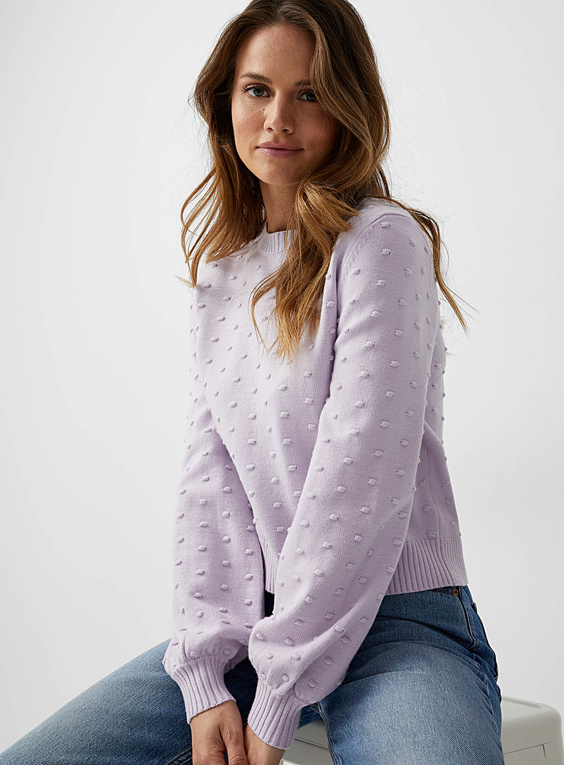 Contemporaine Lilacs Embossed polka dots sweater for women