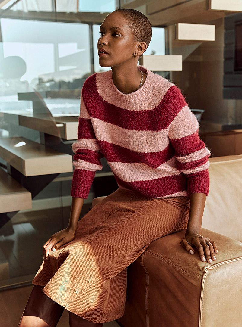 Contemporaine Red Block stripe sweater for women