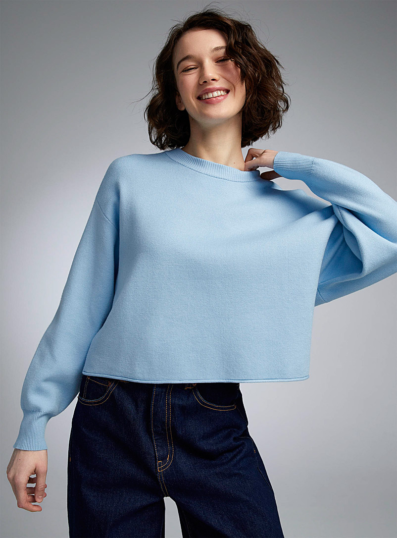 Twik Baby Blue Oversized rolled-hem sweater for women