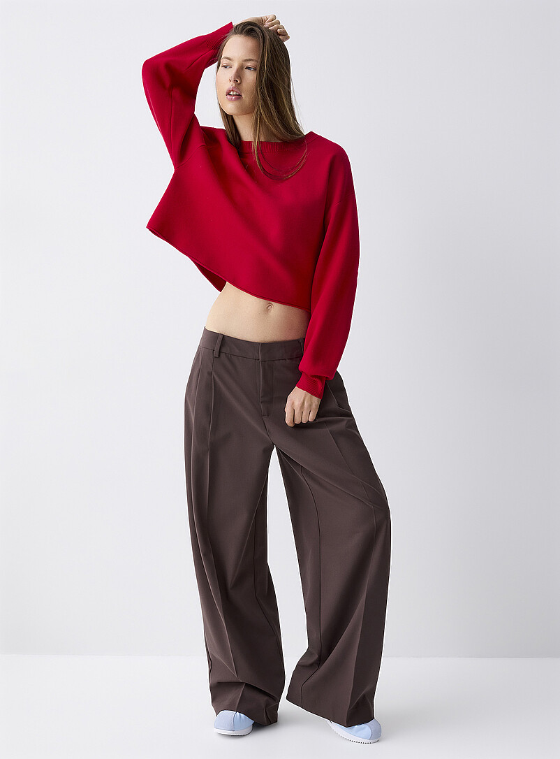 Twik Red Oversized rolled-hem sweater for women
