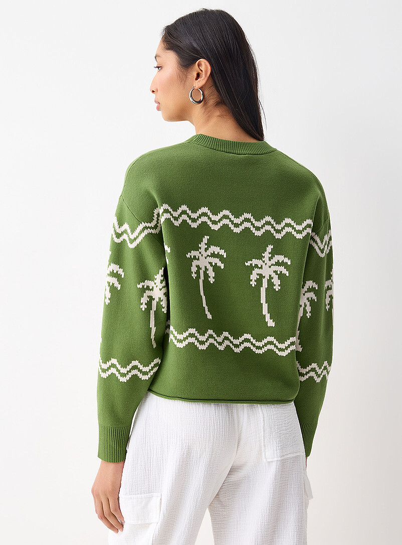 Twik Red Patterned rolled hem sweater for women