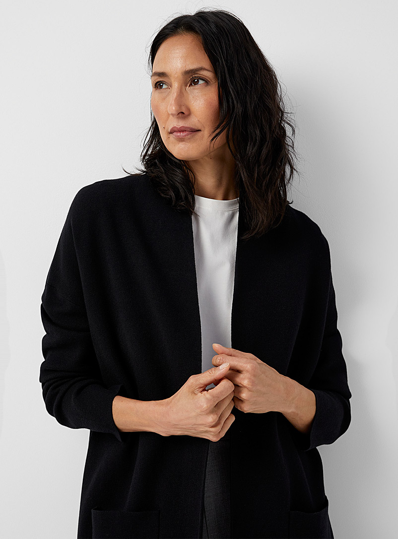 Contemporaine: Le cardigan ouvert poches plaqu&eacute;es Noir pour femme