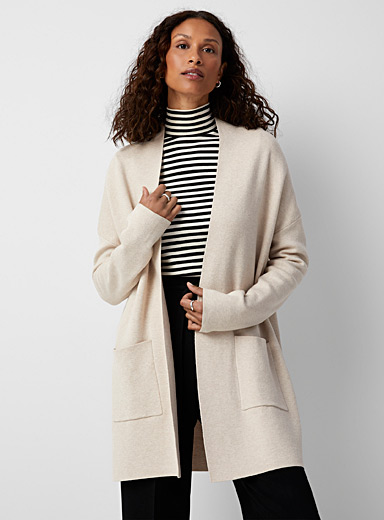 Cardigan Épais Avec Poches Pour Femme - Pull Chaud Tricoté, Col Ras Du Cou, Idéal Pour Cadeau - 3