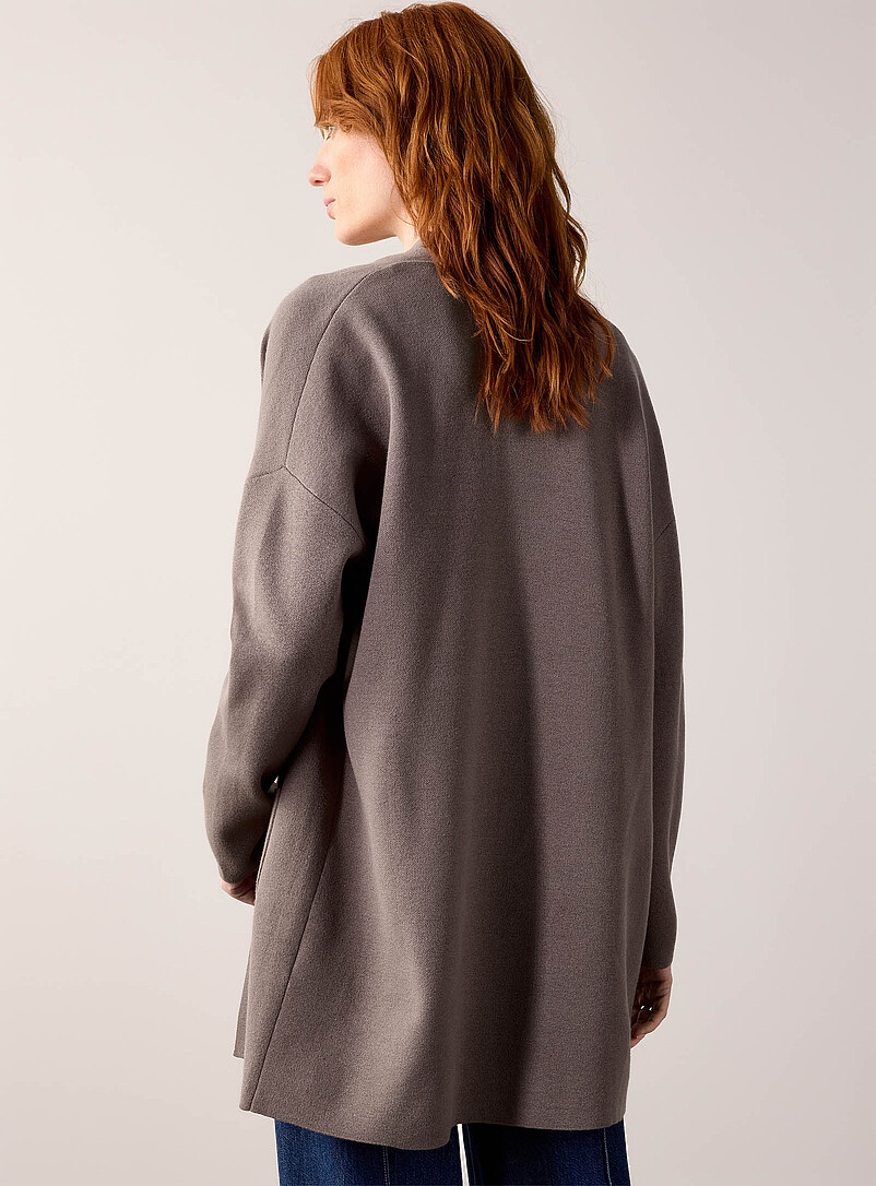 Contemporaine Chocolate/Espresso Patch pocket open cardigan for women