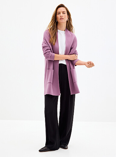 Patch pocket open cardigan