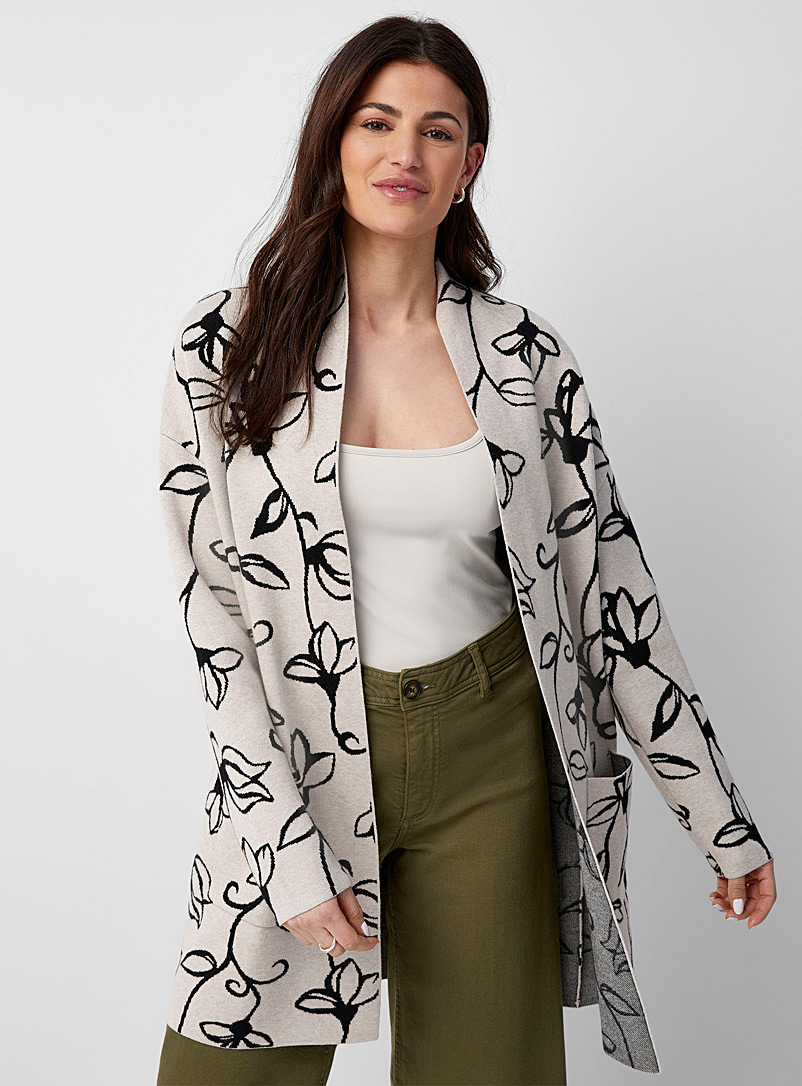 Two-tone open cardigan, Contemporaine, Stripes & Patterns