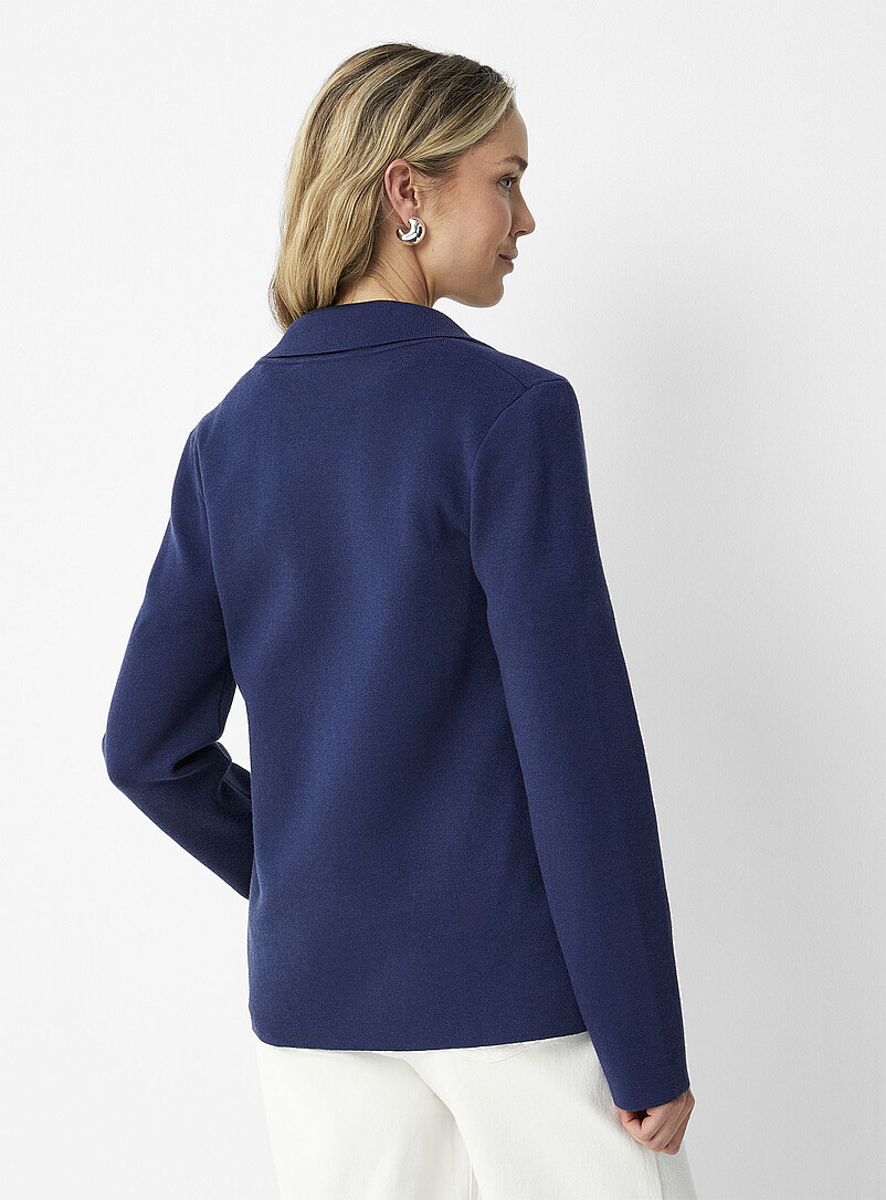 Contemporaine: Le cardigan veston poches plaqu&eacute;es Bleu marine - Bleu nuit pour femme