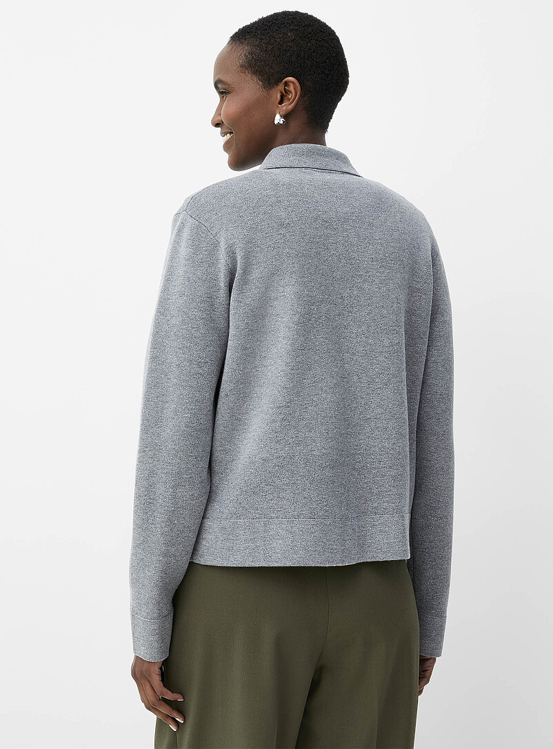 Contemporaine Sand Flap-pocket polo-collar cardigan for women