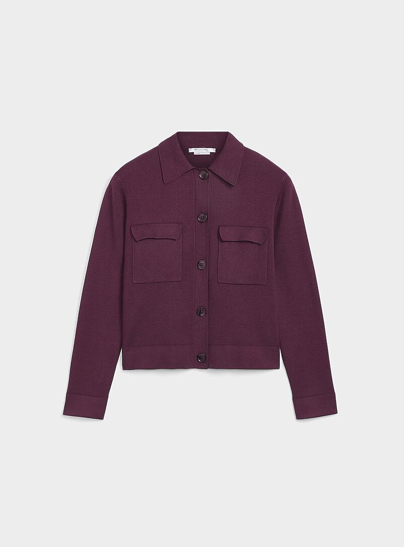 Contemporaine: Le cardigan col polo poches &agrave; rabat Sable pour femme