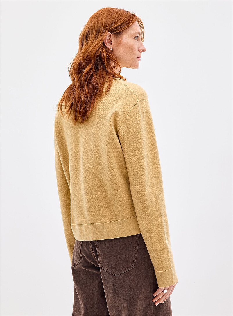 Contemporaine Sand Flap-pocket polo-collar cardigan for women