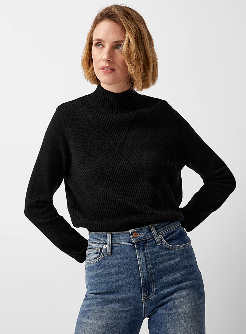 Geometric ribbed mock-neck sweater | Contemporaine | Shop Women's ...